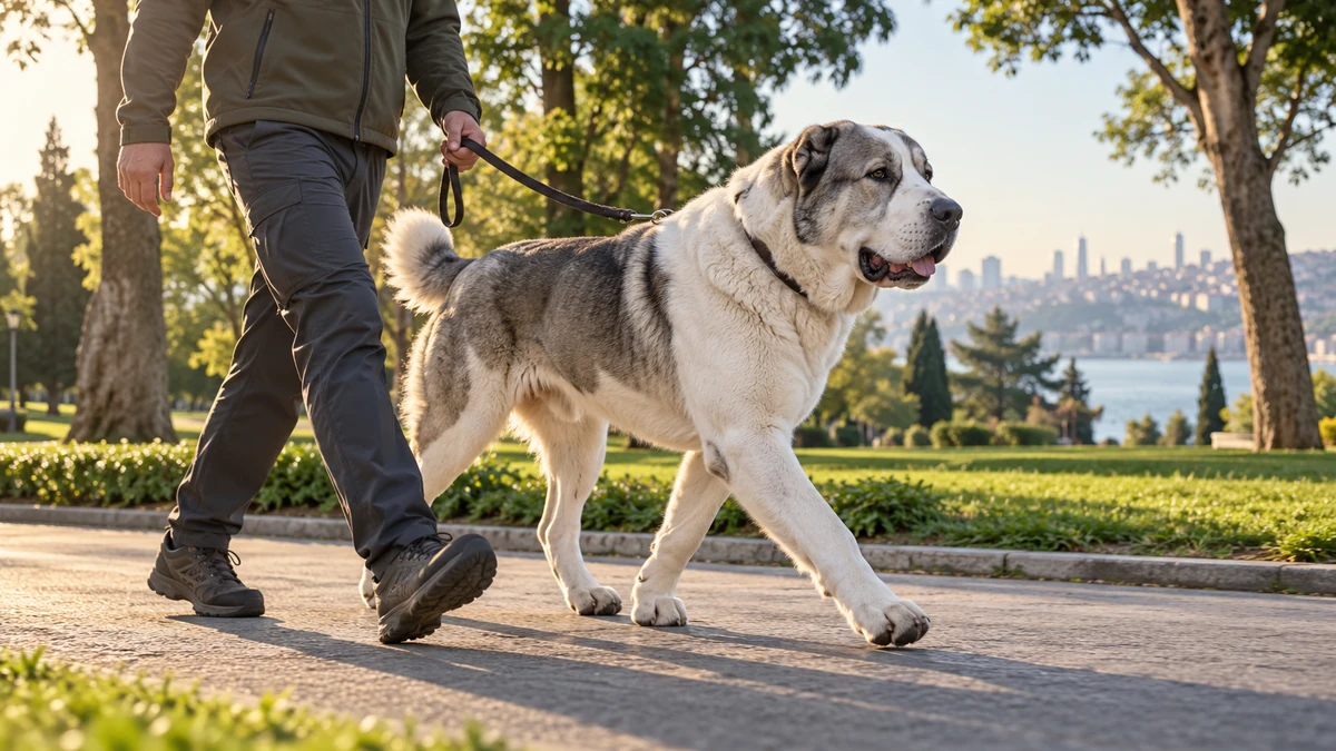 Alabay köpek — parkta yürüyüş ve egzersiz